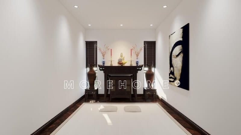 Thiết kế nội thất gỗ tự nhiên cao cấp để tạo nên phong cách Á Đông sang trọng cho phòng thờ.